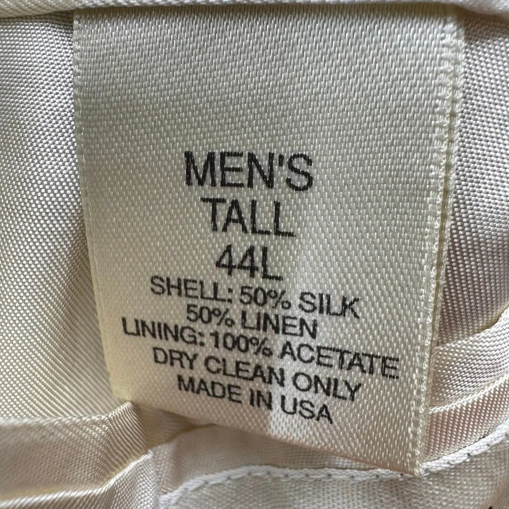 AKA Eddie Bauer Blazer Silk Linen‎ Sport Coat Herringbone Jacket 44L Classic